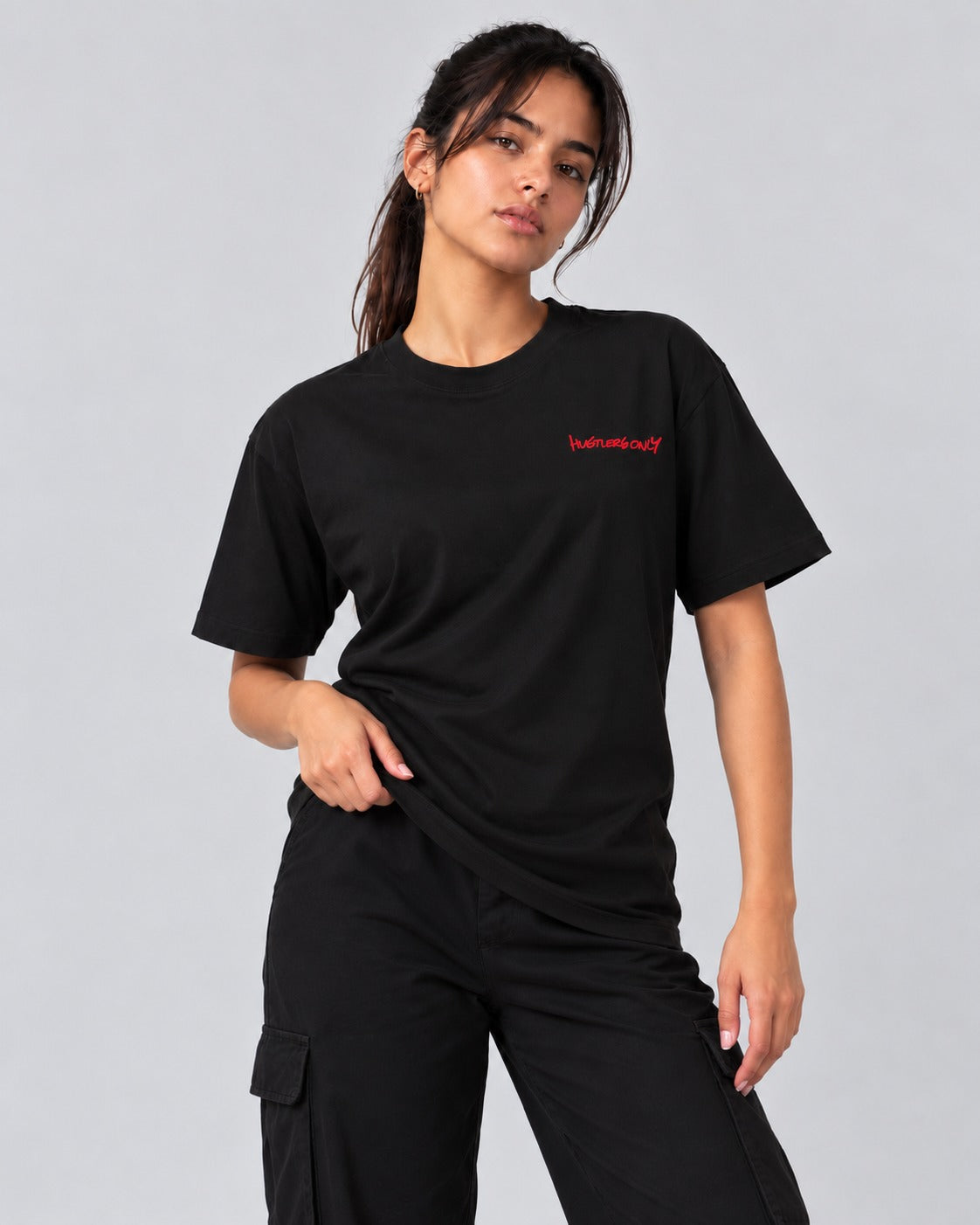 Hustlers Only women's red Graffiti oversized t-shirt