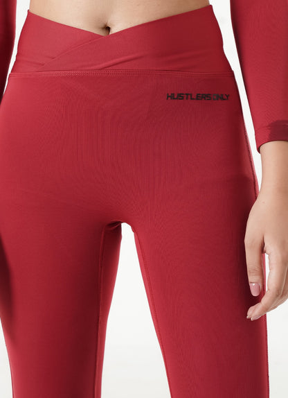 Crossover Leggings - Maroon