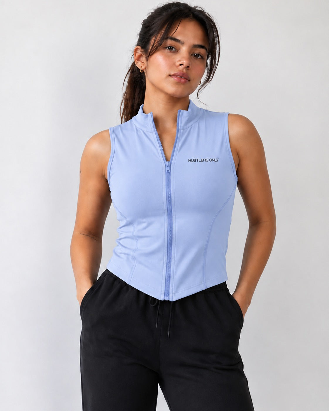 Code Zip Up Vest - Sky Blue
