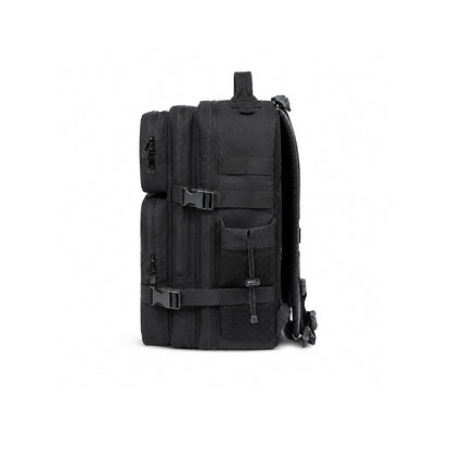 Close-up of Beta Military Backpack Black showing its 600D Oxford polyester fabric and stitching