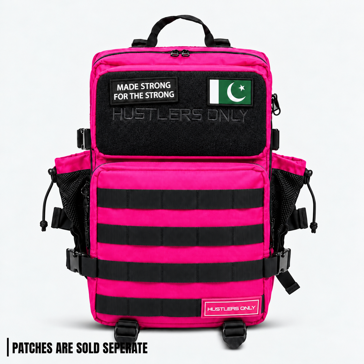 Hustlers Only Beta Military Backpack in pink