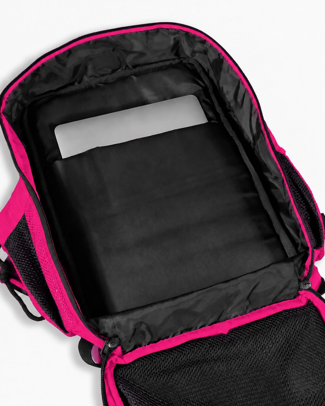 Woman wearing Hustlers Only Beta Military Backpack in pink with adjustable shoulder straps
