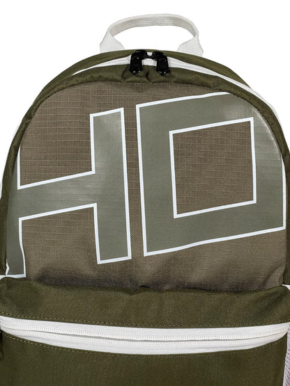 Water-resistant olive green gym backpack made with Cordura and Ripstop fabric by Hustlers Only