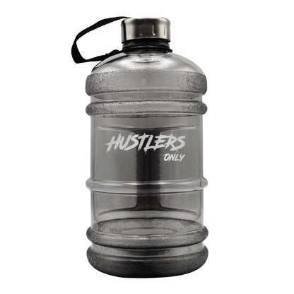 Large 2.2L grey Hustlers Only water bottle for active hydration
