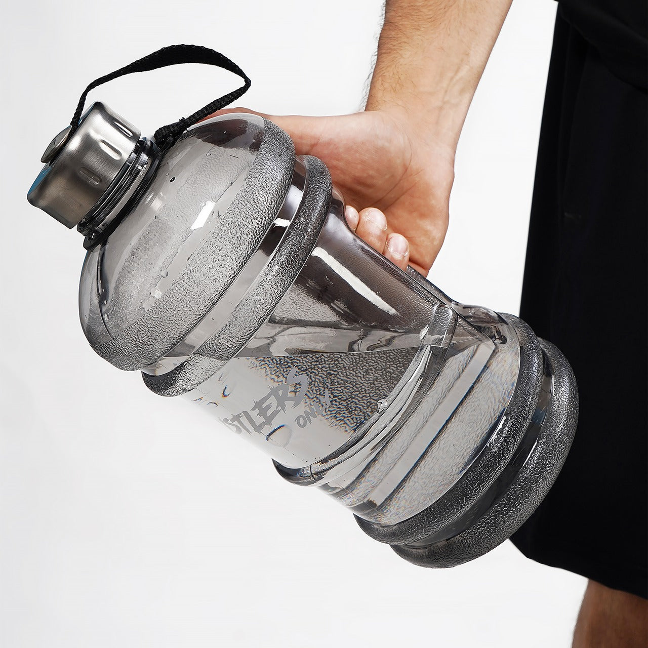 BPA-free grey sports water bottle with easy carry handle | HustlersOnlyPK