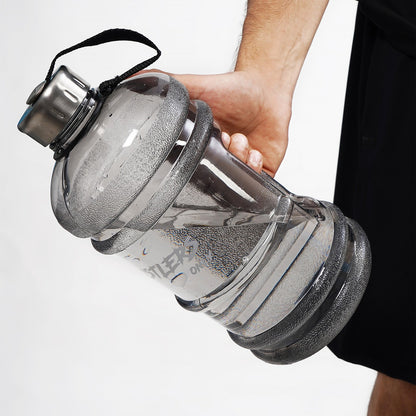 BPA-free grey sports water bottle with easy carry handle | HustlersOnlyPK